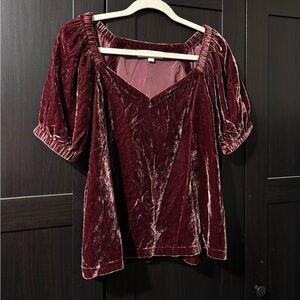 LOFT Velvet Burgundy Blouse
